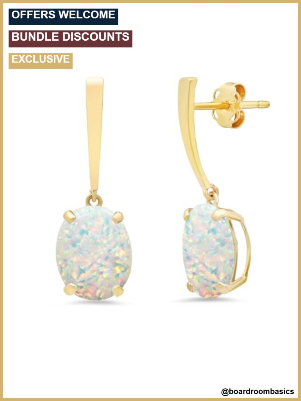 14K Gold Oval Cut Created Opal Drop Dangle Earrings Women